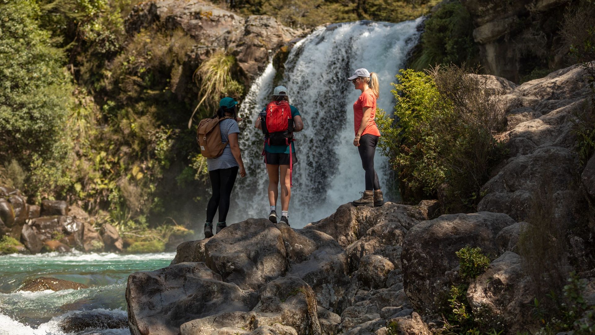 Friends Enjoying A Waterfall - Visit Ruapehu .jpg